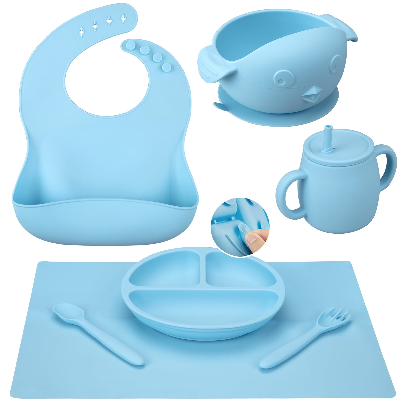 18-Piece Silicone Baby Feeding Set - Suction Plates, Bowls, Bibs, Spoons, Forks & Cups For Toddlers 1 thumbnail image