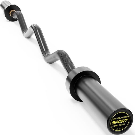 GARVEE Olympic EZ Curl Weight Barbell,700 lb Capacity,Non-Slip Steel,Black,1-Count,47 in
