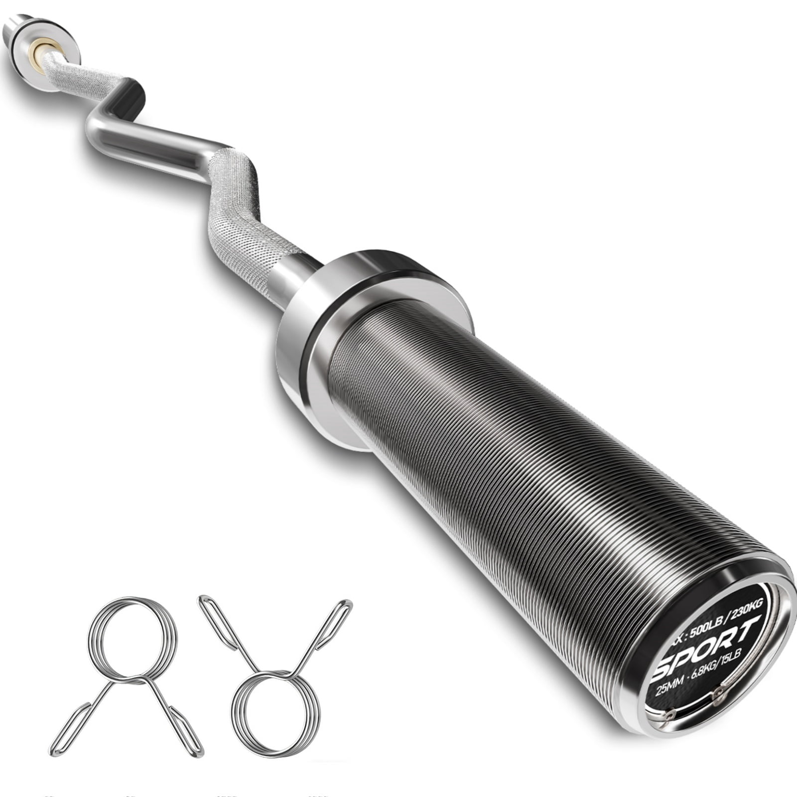 GARVEE EZ Curl Weight Bar 700 lb Capacity Non-Slip Silver 1-Count 47.2 in