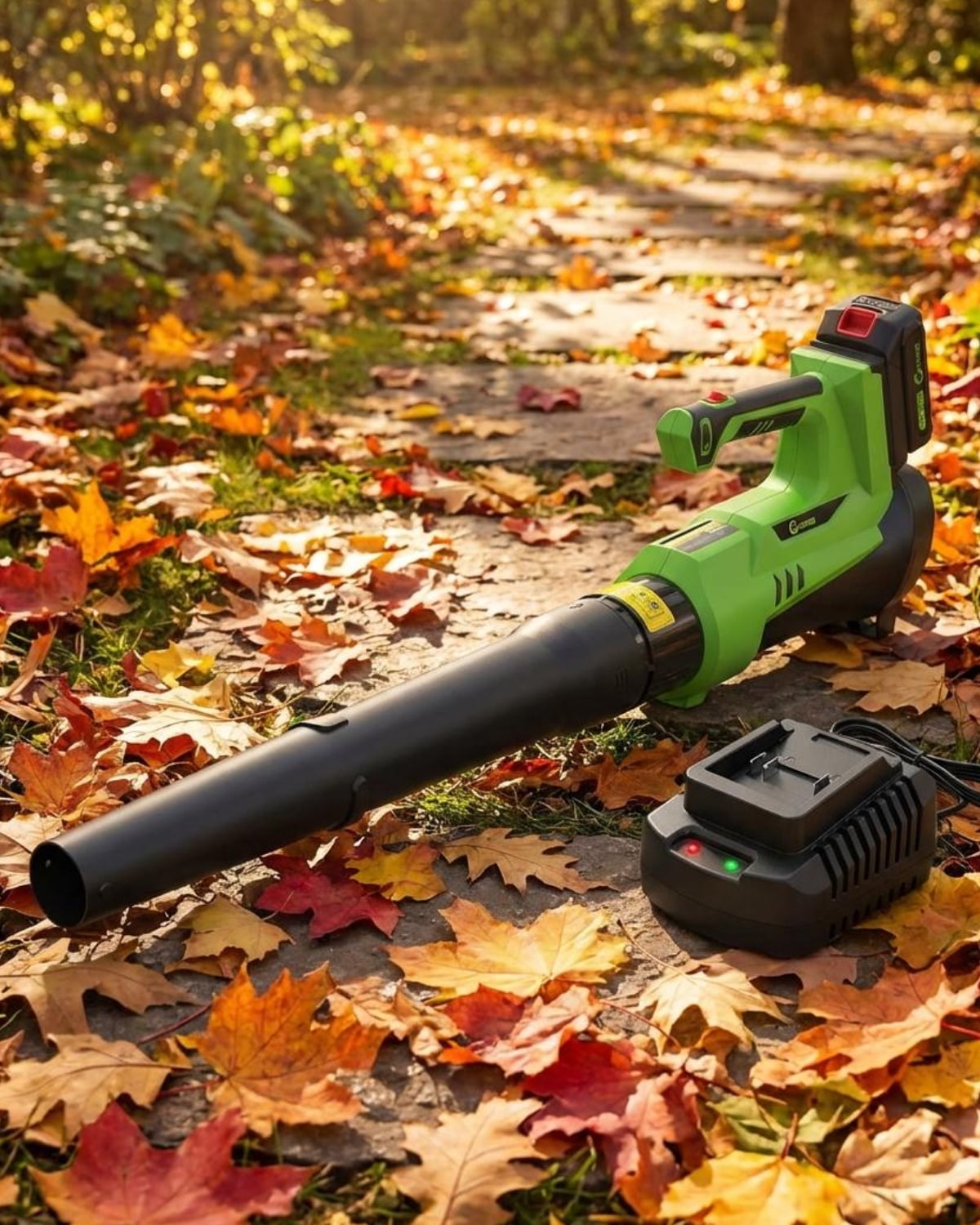 Garvee Battery Power Leaf Blower 550 CFM/130 MPH, 20V Portable Hand Blower with 6-Variable Speed for Lawn, Driveway, Sidewalk, Green & Black