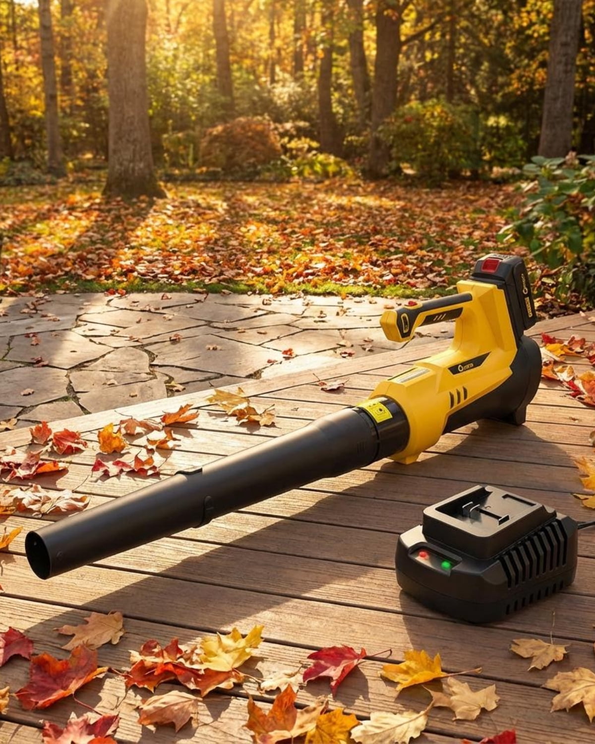 Garvee Battery Power Leaf Blower 550 CFM/130 MPH, 20V Portable Hand Blower with 6-Variable Speed for Lawn, Driveway, Sidewalk, Yellow & Black