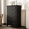 thumbnail image 1 of Garvee Black 5-Drawer Bedroom Dresser, 48" Tall Wood Chest with Deep Drawers, Modern Organizer for Hallway, Entryway, 1 of 7