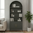 thumbnail image 1 of Garvee Black Arch Bookcases, 73" Metal Display Cabinets with Doors and Adjustable Shelves for Living Room, Office, 1 of 5