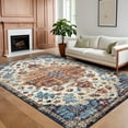 thumbnail image 1 of Garvee Boho Area Rug 8x10ft Vintage Persian Floral Distressed Rug, Non-Slip Low Pile Oriental Carpet for Living Room Bedroom, Orange, 1 of 9