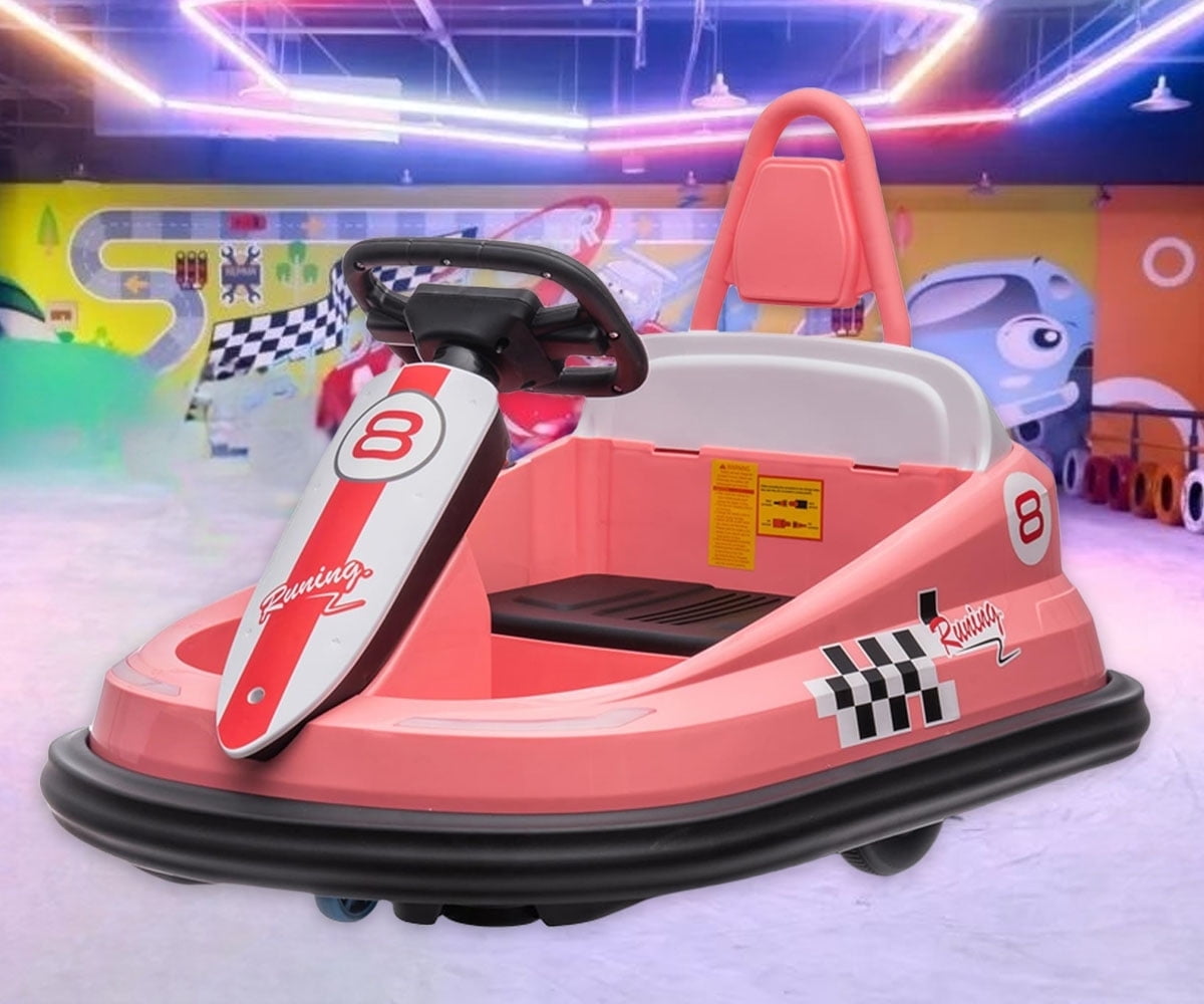 Costway 6V Electric Kids Ride-on Bumper Car with 360° Spinning Dual Motors 2 Speeds Pink