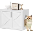 thumbnail image 1 of Garvee Cat Litter Box Enclosure, Hidden Cat Litter Box Cabinet with Double Doors, Ventilation, and Cushion Pads, Farmhouse Wooden Kitty Furniture for Cats and Small Pets, White, 1 of 8