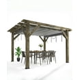 thumbnail image 1 of Garvee Cedar Pergola 10 Ft x 12 Ft x 7.5 Ft,  Charcoal Wood Pergola with Leak Proof Canopy, Grey, 1 of 7