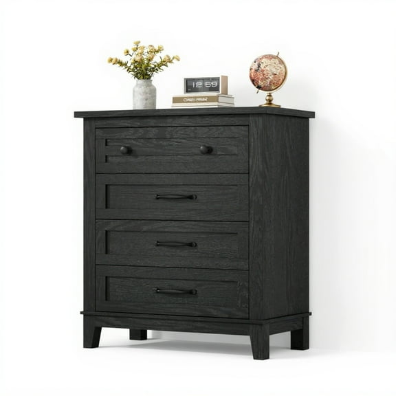 Garvee Chest of Drawers with 4 Drawers, 29.1 x 15.7 x 34.8", Black