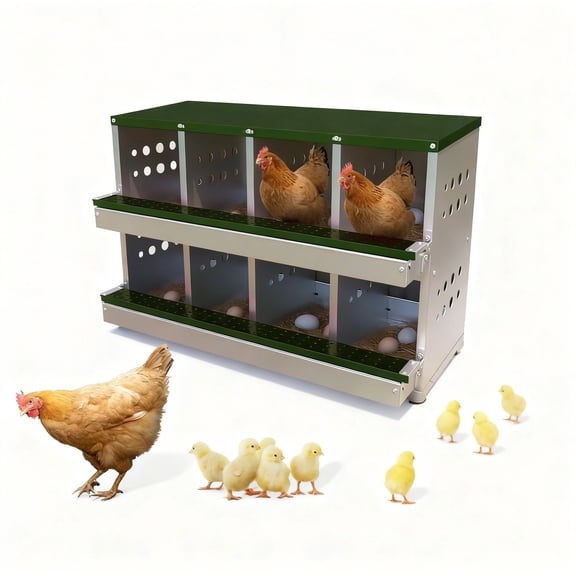 Garvee Chicken Nesting Box, for Laying Eggs, 8 Grids, 36.22 x 16.54 x 24.8 inch, Green