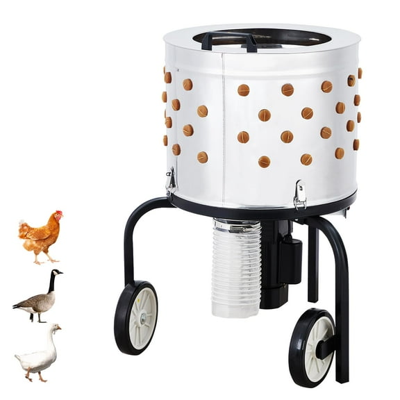 Garvee Chicken Plucker 550 W 280RPM - Electric Stainless Steel Poultry Processor with 106 Soft Fingers, 20 Inch Drum, Gfci Safe Waterproof Design, Transport Wheels