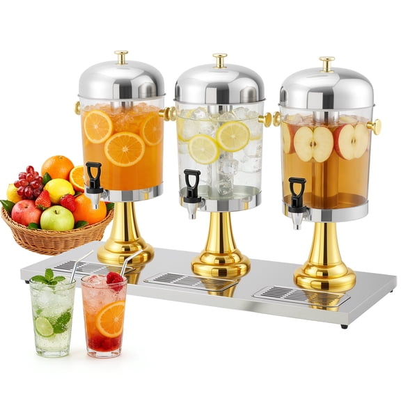 GARVEE 3-Compartment Beverage Dispenser Commercial with Ice Core, Stand & Spigot