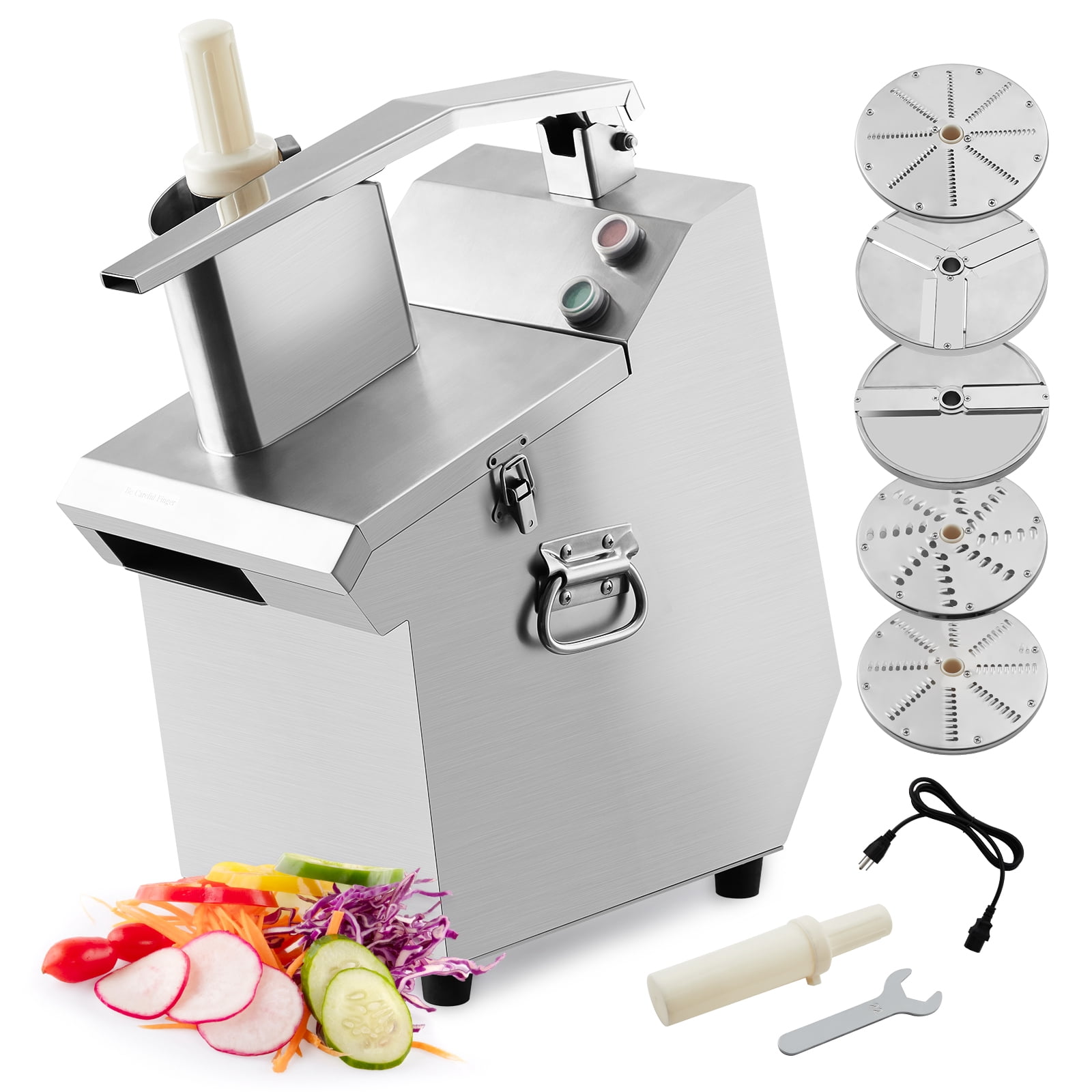 Garvee Commercial Food Processor, Multifunctional Food Chopper with 3mm/4mm/7mm Shred and 2mm/4mm Slice, Stainless Steel Electric Vegetable Slicer for Hotel Kitchen Restaurant