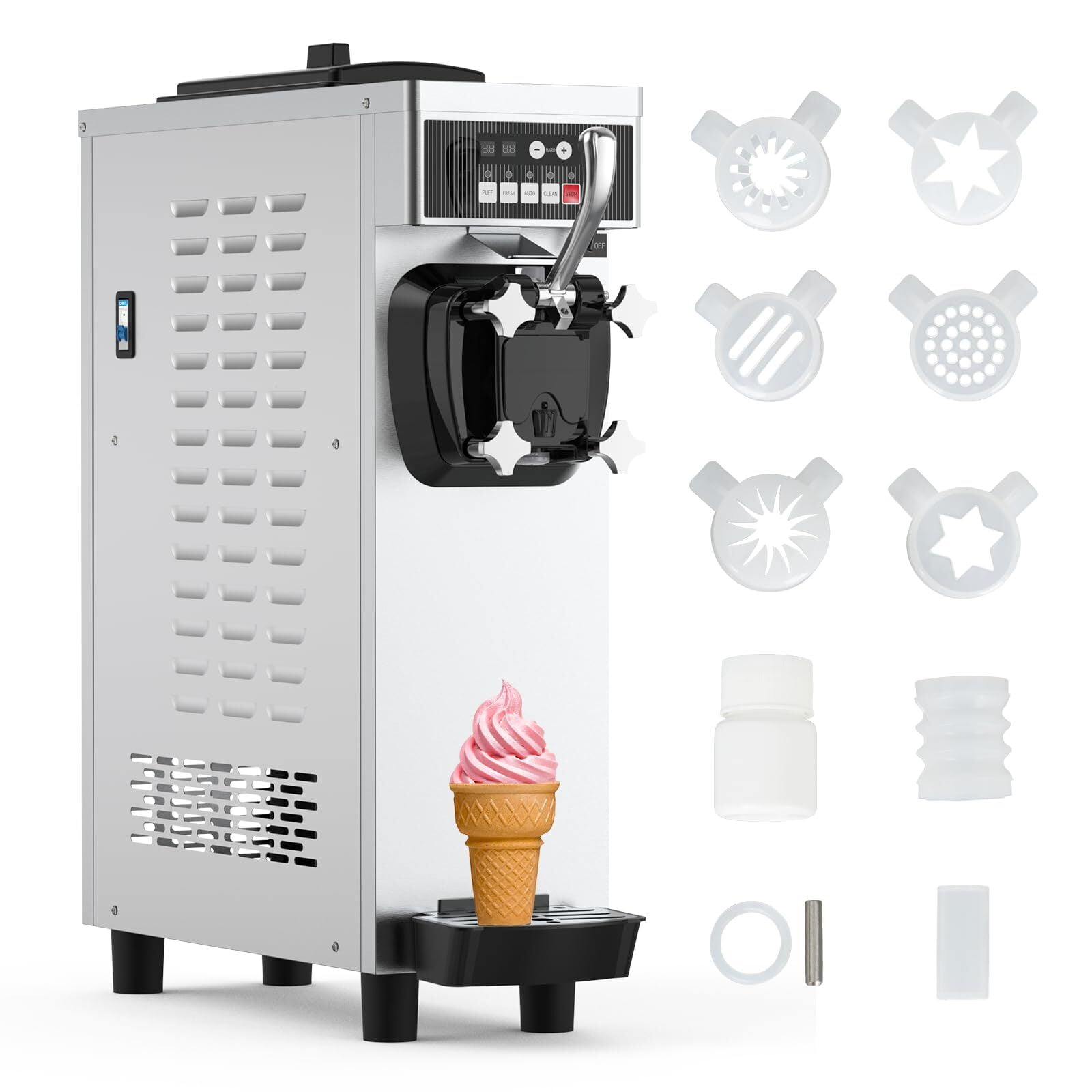 Garvee Commercial Ice Cream Maker, 4.7-5.8 Gal/H Single Flavor Countertop  Soft Serve Ice Cream Yogurt Machine with Pre-cooling 