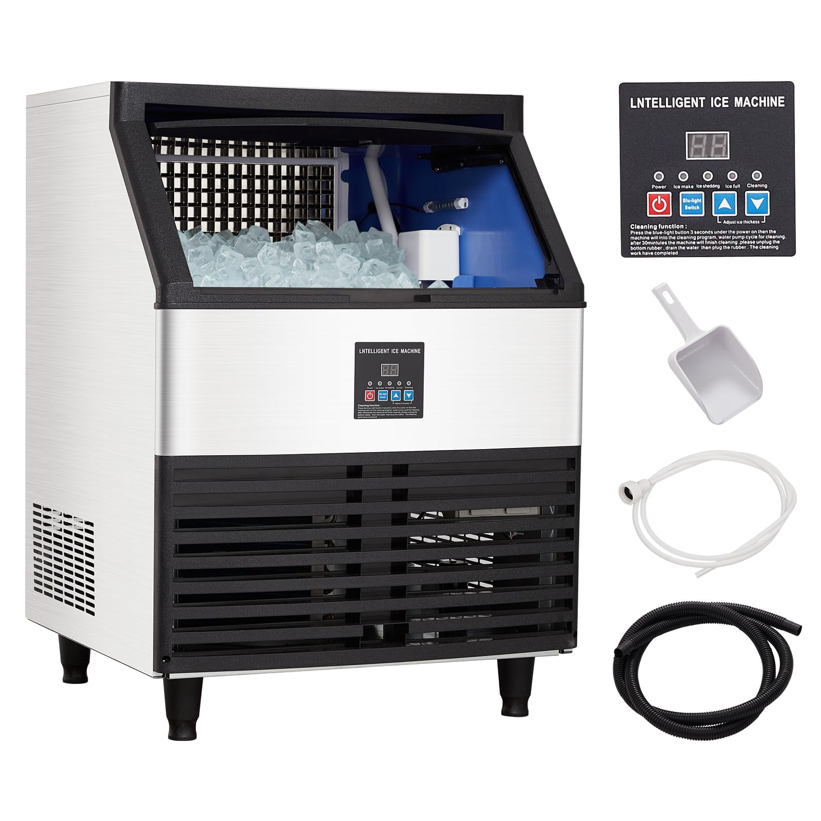 Garvee Commercial Ice Maker 440Lbs/24H with 88Lbs Storage, Full ...