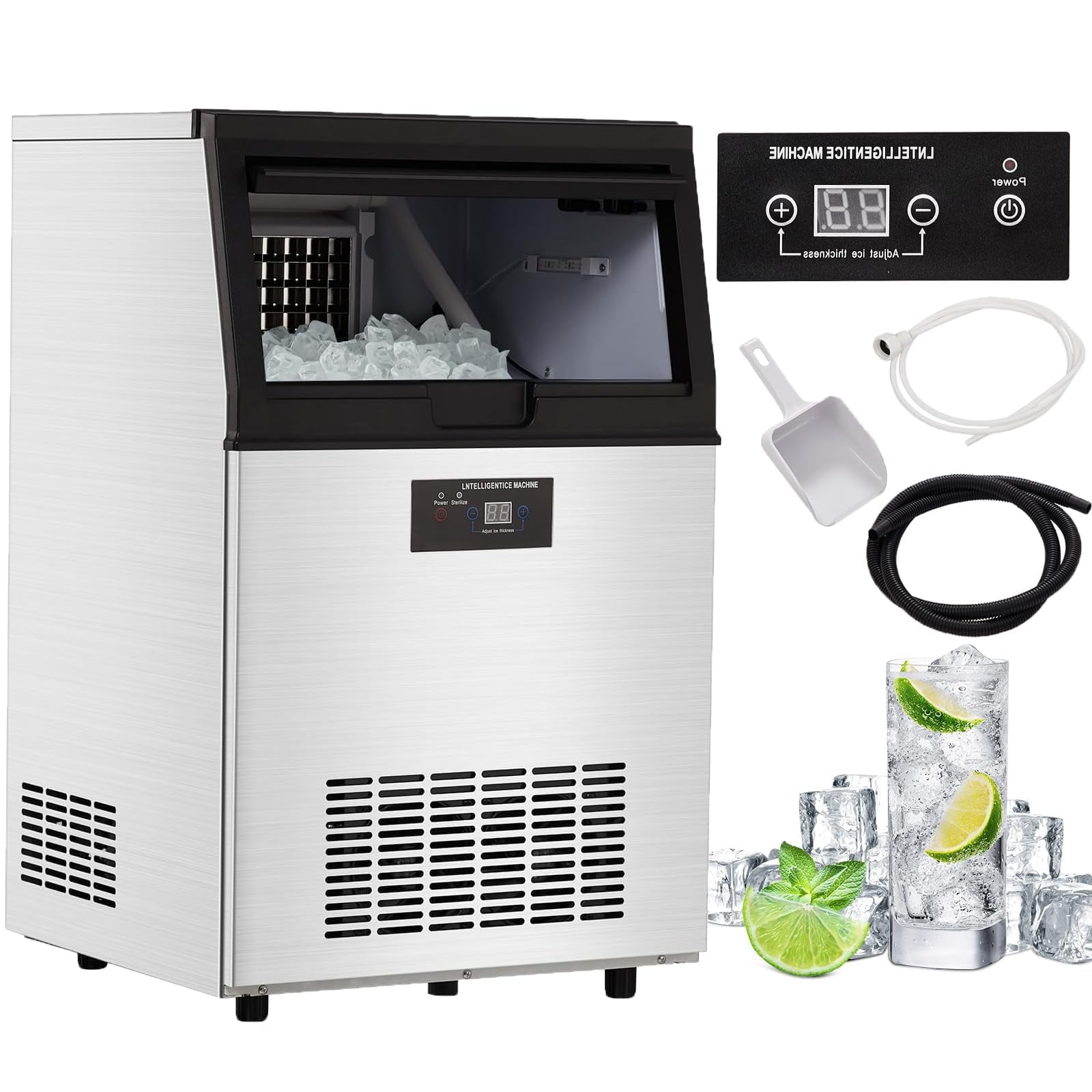 Garvee Commercial Ice Maker Machine, Under Counter Ice Machine Produce ...