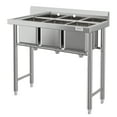 thumbnail image 1 of Garvee Commercial Sink 304 Stainless Steel Utility Sink with Drainboard,[Wide Compartment] Kitchen Sink for Laundry, Backyard, Garage, Restaurant, Outdoor -Bowl 18" L x 16" W x 9" H, 1 of 9