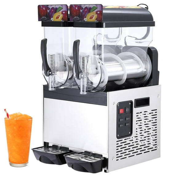 Garvee Commercial Slushy Machine, 30L Large Capacity Frozen Drinks Slushie Machine with Handle for Supermarkets Cafes Restaurants Bars Home, Black