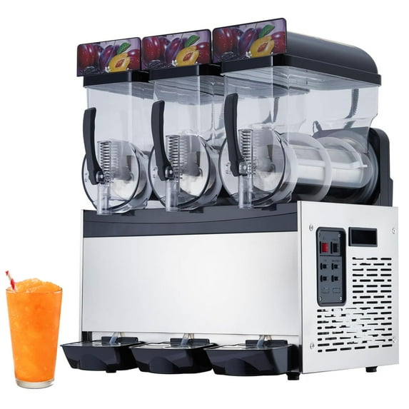 Garvee Commercial Slushy Machine, 45L Large Capacity Frozen Drinks Slushie Machine with Handle for Supermarkets Cafes Restaurants Bars Home, Black