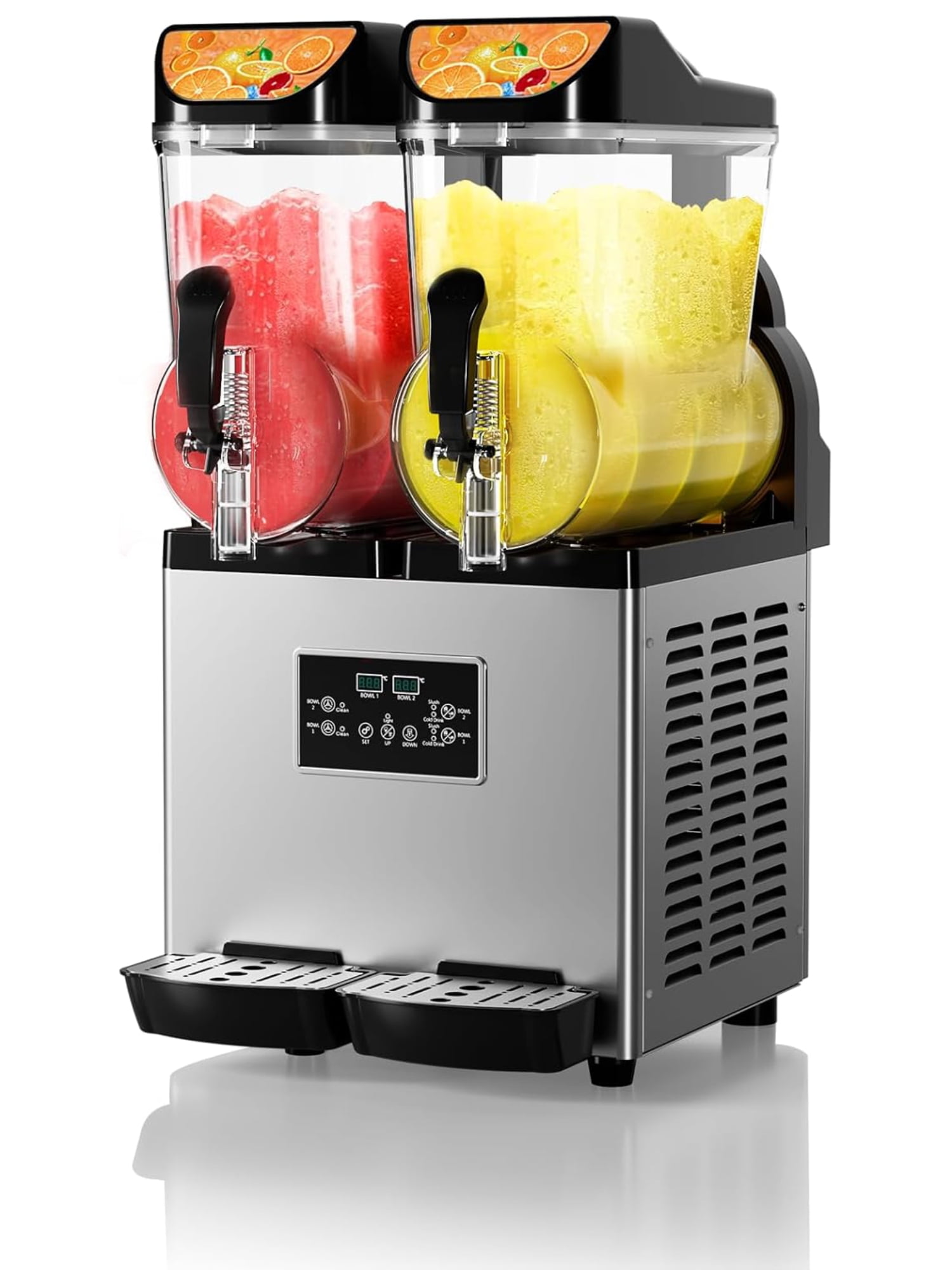 Garvee Commercial Slushy Machine with Self-Cleaning, 8Gal Frozen Drink Machine for Home, Restaurants, 900W, Black & Silver