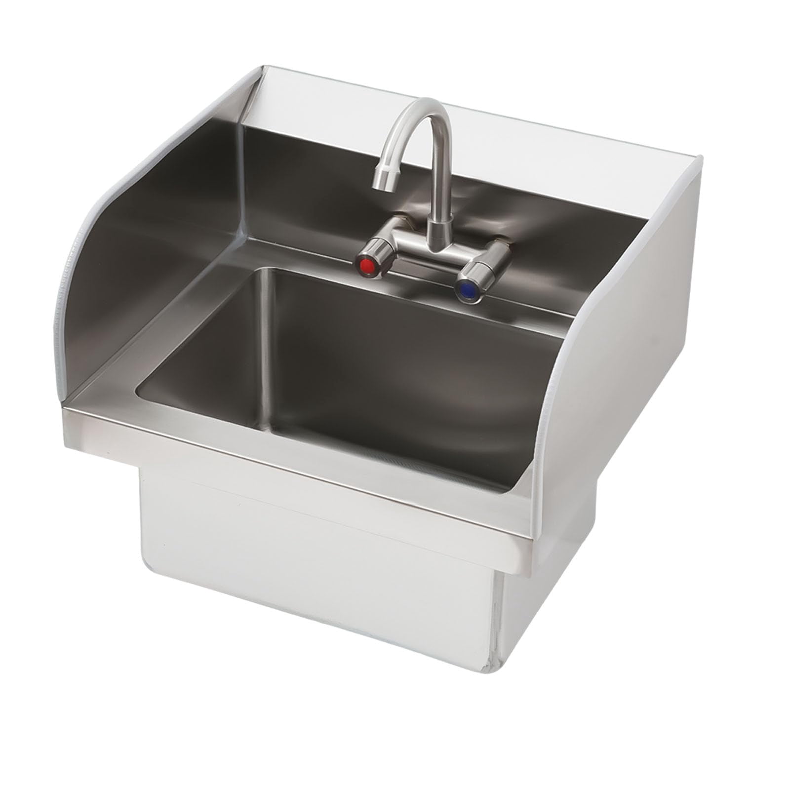 Garvee Commercial Stainless Steel Hand Sink with Faucet & Side Splash, Wall-Mounted Small Hand Wash Basin for Restaurant, Kitchen, Bar, Garage, Laundry & Utility Use