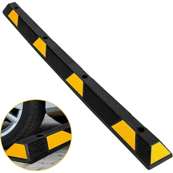 Garvee Curb Parking Garage Floor Stopper - 72 in Extra Wide Heavy Duty Rubber Parking Lot Stopper, for Vehicles Truck Driveway, Protect Pumpers from Cars Vans Trucks(1PC)