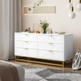 thumbnail image 1 of Garvee Dresser for Bedroom, 6 Drawer Dresser Organizer with Golden Metal Handle and Legs, Modern Chest of Drawers, Large Dresser for Closet, Hallway, Living Room, Entryway(White), 1 of 6