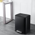 thumbnail image 1 of Garvee Dual Trash Can for Recycling and Trash, 2 x 4 Gallon (30L) Stainless Steel Kitchen Trash Can with Lid and Foot Pedal, Double Compartment Garbage Can, Trash Can with Recycling Bin, Black, 1 of 11