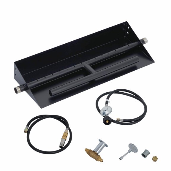 Garvee Durable Rectangular Drop-In Fire Pit Disposable Kit 18x6 / 22.5x6 Inch, Spark Ignition Rust & Heat Resistant, Propane Natural Gas Compatible Fireplace Insert – Black