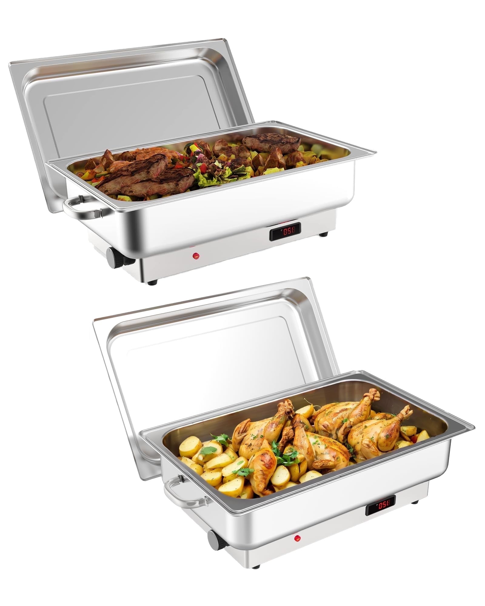 Garvee Electric Chafing Dish 9QT Stainless Steel Chafing Dishes with 2 Pack Buffet Servers