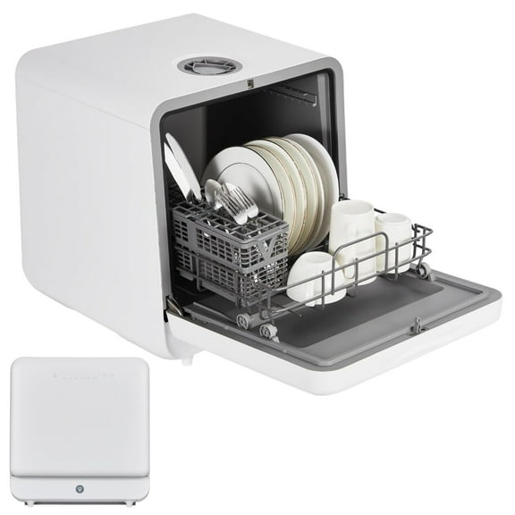 Garvee Electric Dishwashers Portable, Small Dish Washer with Built-in Water Tank & 6 Programs Ideal for RVs, Apartments, No Hookup Needed, White