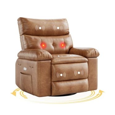 Garvee Electric Recliner Chair, 360° Rocker Swivel Recliner with Heat and Massage, Retro Color