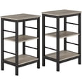 thumbnail image 1 of Garvee End Side Table with Storage Shelf, Industrial Night Stand, 3-Tier Small Nightstand for Living Room, Bedroom, Set of 2, Grey, 1 of 8