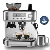 Garvee Espresso Machine with Grinder, 15 Bar Stainless Steel Professional Espresso Maker W/LCD Display & 2.3L Removable Water Tank for Home Office, Gray