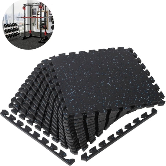 GARVEE Extra Thick Puzzle Exercise Equipment Mat with High Density EVA Foam Interlocking Tiles for Protective,Cushioned Workout Flooring for Home and Gym Equipment,Blue,0.75"/48 Sq Ft - 13 Tiles