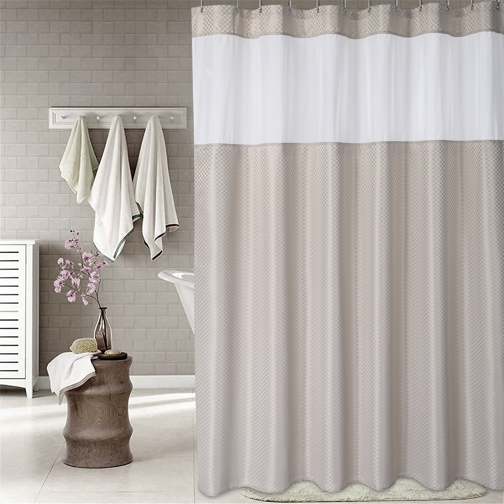 Garvee Extra Long Shower Curtain 78 inch Height with Snapin Liner