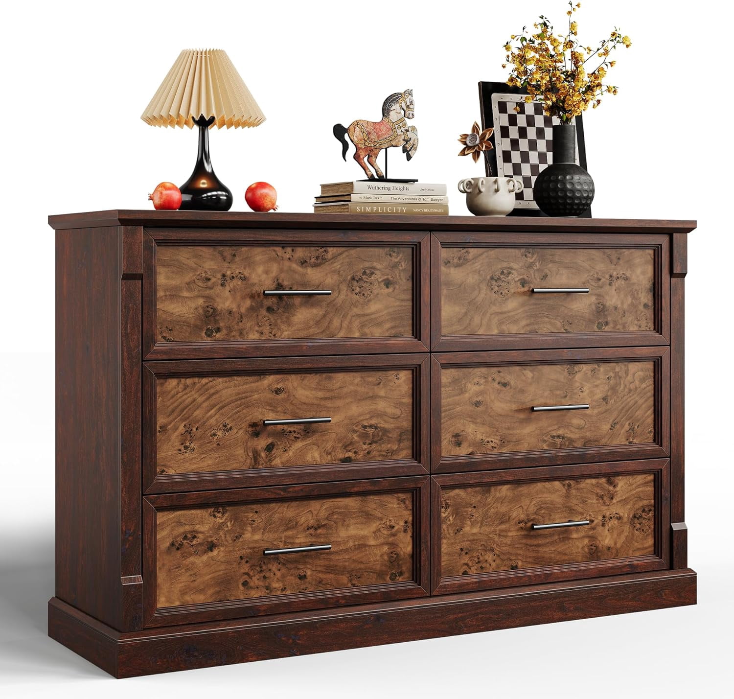 Garvee Farmhouse 6 Drawer Dresser for Bedroom, Rustic Wood Chest of ...