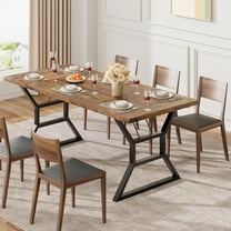 Garvee Farmhouse Dining Table for 6, Rectangular Wood Dining Table, Rustic Kitchen Table with Extra Heavy Duty Metal Legs for Dining Room, Outdoor Table for Party, 70.9 * 29.5 * 29.3 Inch (Retro)