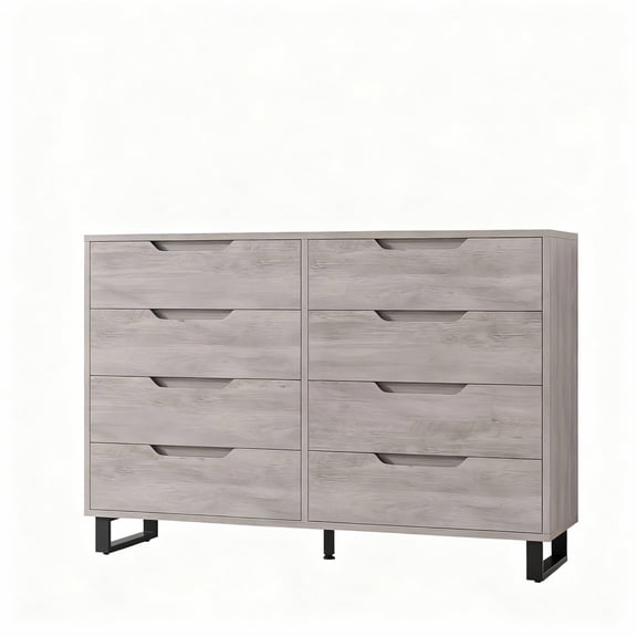 Garvee Farmhouse Dresser with 8 Drawers, 55 x 15.7 x 37.9", Gray