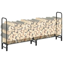 Garvee Firewood Rack Outdoor/Indoor, 8 FT Heavy Duty Fire Wood Racks with Fabric Mesh, Black