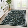 thumbnail image 1 of Garvee Floral Printed Area Rugs 8x10 Botanical Carpet, Farmhouse Flower Rug Washable Rug with Non Slip TPR Backing, Low Pile Modern Floor Mats for Living Room Bedroom Home Decor, Black, 1 of 8