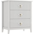 thumbnail image 1 of Garvee Fluted Dresser for Bedroom 27.5" Wide, 3-Drawer Wood Dresser Nightstand for Bedroom, Modern Chest of Drawers, Storage Organizer Cabinet for Living Room, Hallway, Entryway, White, 1 of 9