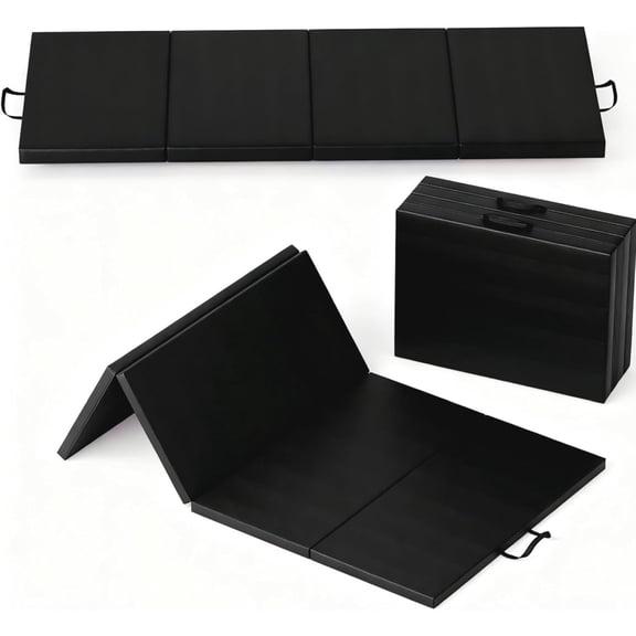 Garvee Folding Exercise Training Gymnastics Mat, 5.9 x 1.96 x 0.16 ft, Gym Floor Pad, Black