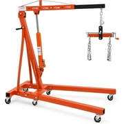 Garvee Folding Engine Hydraulic Lifting Hoist, 4400 lbs Max Weight, 6 Steel Caster Wheels, Red