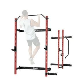 Mikolo Folding Squat Rack, Wall Mounted Power Rack with Pulley System ...
