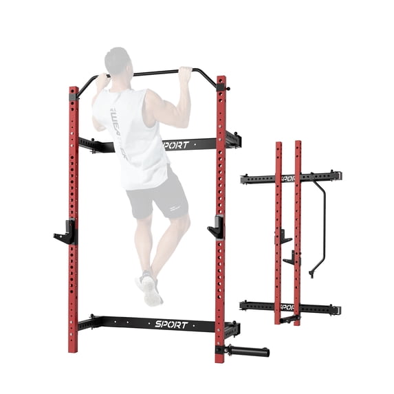 Garvee Folding Power Rack with 1000 lb Capacity, Wall Mounted