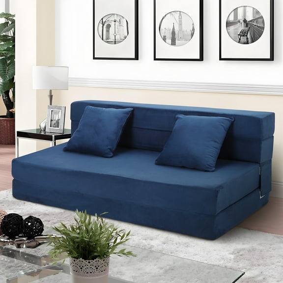Garvee Folding Sofa Bed with Pillows, Convertible Sleeper Chair, Modern Futon Floor Couch, Foldable Memory Foam Chair Bed, Lazy Guest Bed for Living Room, Home Office