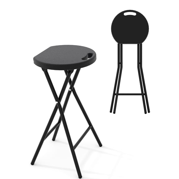 Garvee Folding Stool, 27.6 inch Tall Bar Stool with Safety Lock, 400lbs Capacity, 1 Pack, Black