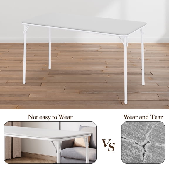Garvee Folding Table, 47 Inch Card Table with PU Padded Tabletop, Portable Multifunctional Game Table for Indoor, Outdoor Use, Folding Desk for Home, Parties, Picnics Gray (Not include a chair)