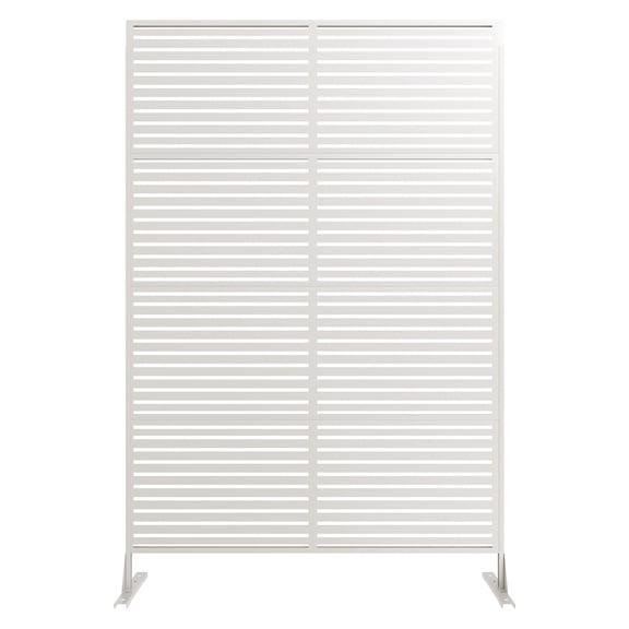 Garvee Freestanding White Decorative Metal Garden Fence 72 in Tall Privacy Screen Panel with Rustproof Scroll & Geometric Design, Outdoor & Indoor Use for Patio, Lawn, Deck, Flower Bed White