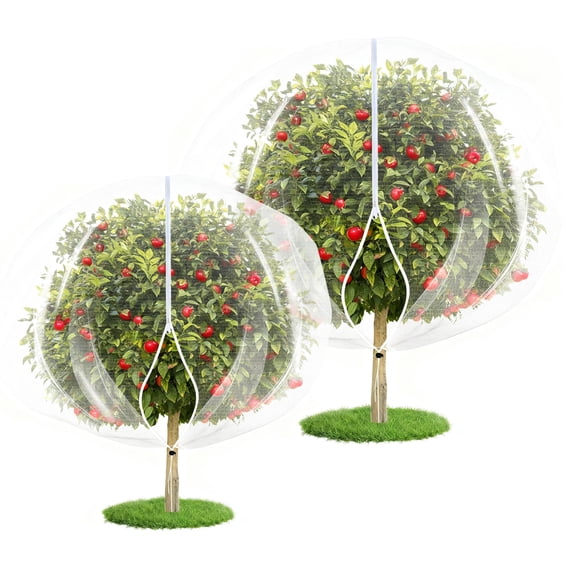 Garvee Fruit Tree Netting with Zipper and Drawstring, Reusable Bird Protection Net for Garden Plants, Blueberry Bush Cover for Trees, Shrubs and Flowers, 2 Pack 10 x 10 ft & 8 x 8 ft